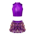 thumbnail image 1 of vastwit Kids Girls Ballet Dance Sets Sequins Tank Crop Top+Skirt Latin Jazz Dance Clothes Outfits Purple 16, 1 of 5