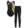 thumbnail image 1 of vastwit Kids Girls Ballet Gymnastics Outfits Sleeveless Dance Leotard Top with Leggings 2 Pcs Set Gold 6, 1 of 7