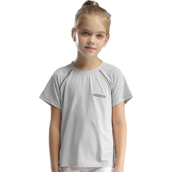 vastwit Kids Girls Boys Athletic Shirts Short Sleeve Dry Fit Sports T-Shirts Activewear Tees Tops for Gray 140