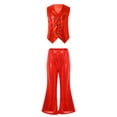 thumbnail image 1 of vastwit Kids Girls Boys Sequins Hip-hop Jazz Dance Outfit Vest Waistcoat Top Shirt+Flared Pants Streetwear Red 160, 1 of 5