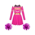 thumbnail image 1 of vastwit Kids Girls Cheer Leader Fancy Dress with Pom Poms Cheerleading Outfits Hot Pink 14, 1 of 5