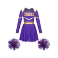 thumbnail image 1 of vastwit Kids Girls Cheer Leader Fancy Dress with Pom Poms Cheerleading Outfits Purple 8, 1 of 5