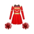 thumbnail image 1 of vastwit Kids Girls Cheer Leader Fancy Dress with Pom Poms Cheerleading Outfits Red 16, 1 of 7