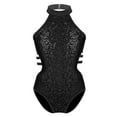 thumbnail image 1 of vastwit Kids Girls Cutout Waist Halter Neck Ballet Gymnastic Leotard Sequins Dance Costume Black 10, 1 of 7