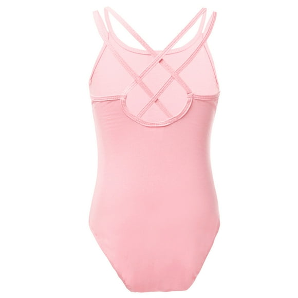 vastwit Kids Girls Dance Leotard Crisscross Back Ballet Gymnastics Bodysuit Activewear Pink 10-12