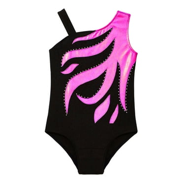 vastwit Kids Girls Gymnastics Ballet Dance Leotards Jumpsuits Sleeveless Patchwork Performance Costume Hot Pink 8
