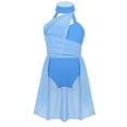thumbnail image 1 of vastwit Kids Girls Halter Neck Ballet Leotard with Tulle Skirt Lyrical Figure Skating Dress Ballerina Dancewear Light Blue 14, 1 of 7