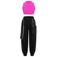 thumbnail image 1 of vastwit Kids Girls Hip Hop Dance Outfit Crop Tank Top with Chain Pocket Pants Jogger Athletic Sports Hot Pink 8, 1 of 7