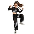 thumbnail image 1 of vastwit Kids Girls Hip Hop Street Dance Outfit Jazz Performance Crop Top Vest Checkered Mesh Jogger Pants Set Black 6, 1 of 5