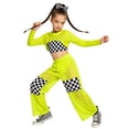 thumbnail image 1 of vastwit Kids Girls Hip Hop Street Dance Outfit Jazz Performance Crop Top Vest Checkered Mesh Jogger Pants Set Fluorescent Green 8, 1 of 5