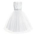 thumbnail image 1 of vastwit Kids Girls Lace Mash Sleeveless Wedding Dress Sequined Party Pageant Bridesmaid Prom Ball Gown White 14, 1 of 7