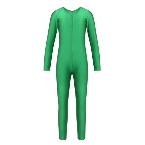 vastwit Kids Girls Long Sleeves Ballet Dance Leotard Bodysuit Full Body Gymnastic Athletic Unitard Dancewear Green 7-8