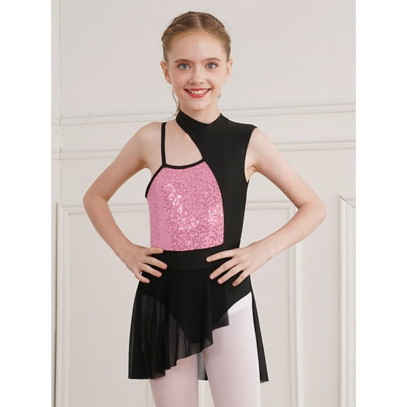 vastwit Kids Girls Lyrical Dance Dress Latin Jazz Modern Dance Costume Contemporary Dancewear Ballet Pink 8