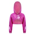 thumbnail image 1 of vastwit Kids Girls Metallic Hip Hop Jazz Dance Crop Top Long Sleeve Sparkly Cropped Hoodie Pullover Sweatshirt Hot Pink 16, 1 of 7