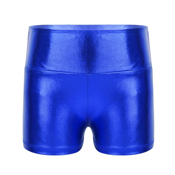 vastwit Kids Girls Metallic Sports Shorts Gymnastic Dance Hot Pants Workout Athletic Bottom Activewear Royal Blue 6