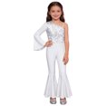 thumbnail image 1 of vastwit Kids Girls One Shoulder Flared Jumpsuit with Sequins Fancy Romper Disco Dance Party Outfit Silver 10, 1 of 6