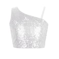 thumbnail image 1 of vastwit Kids Girls One Shoulder Sparkly Sequins Crop Top Jazz Hip Hop Cheer Ballet Dance Tank Top White 14, 1 of 5