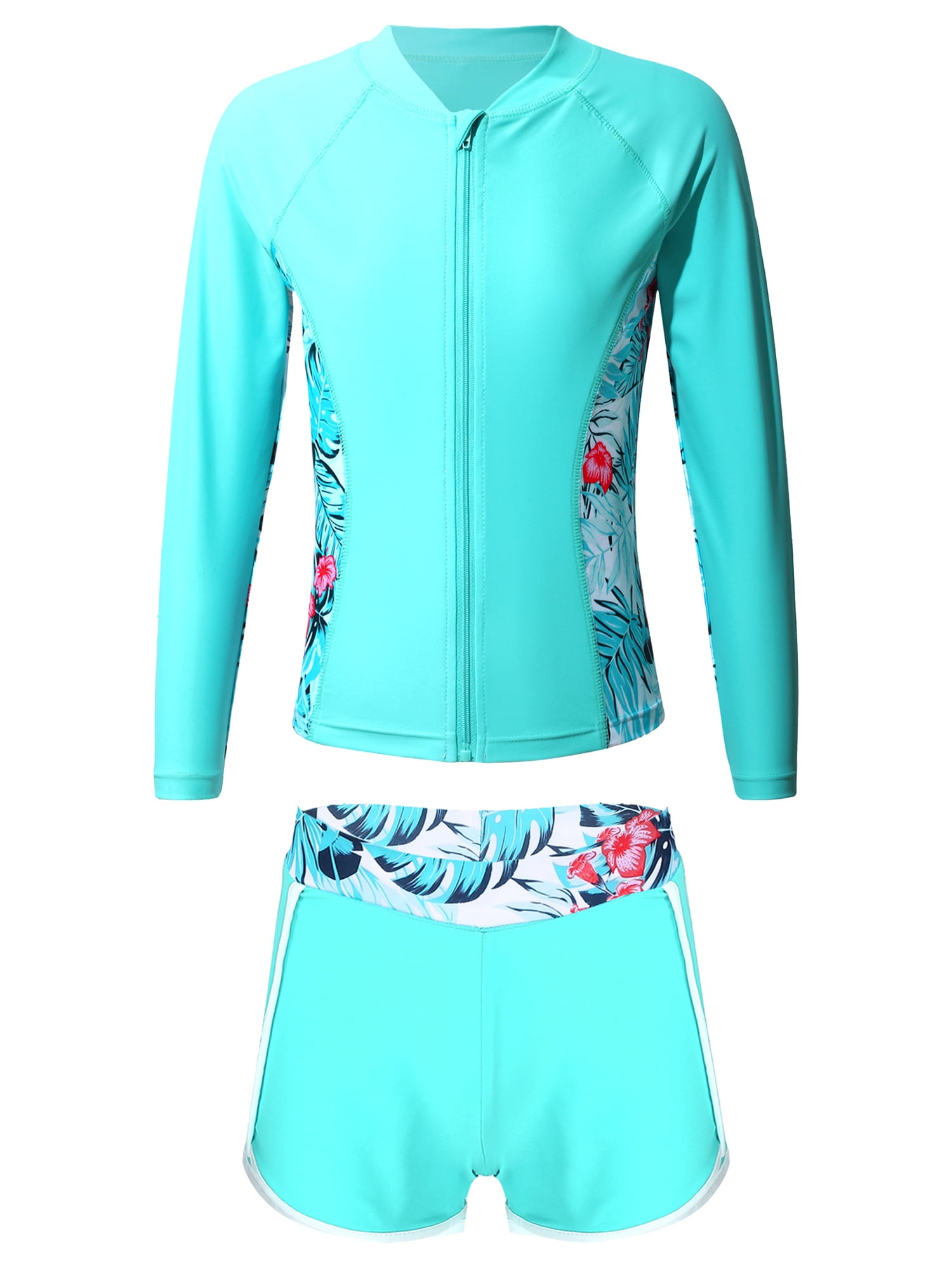 vastwit Kids Girls Rash Guard Set Floral Print Long Sleeve Swim Tops ...