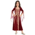 thumbnail image 1 of vastwit Kids Girls Renaissance Vintage Dress Gothic Medieval Costume Maxi Dresses Halloween Fancy Burgundy 14, 1 of 7