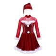 thumbnail image 1 of vastwit Kids Girls Sequin Ice Skating Dance Leotard Dress Christmas Snowman Party Costume Hat Red 8, 1 of 7