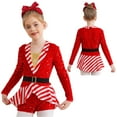 thumbnail image 1 of vastwit Kids Girls Sequins Stripes Ballet Dance Gymnastics Leotard Christmas Party Candy Cane Costume Red 8, 1 of 7