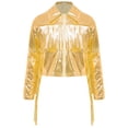 thumbnail image 1 of vastwit Kids Girls Shiny Metallic Tassels Fringed Cowgirl Jacket Long Sleeve 70s Party Disco Jazz Hip Hop Dance Tops Gold 14, 1 of 5