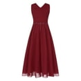 thumbnail image 1 of vastwit Kids Girls Shiny Pageant Gown A-Line Ruched Chiffon Wedding Party Formal Flower Girl Dress Burgundy 12, 1 of 7