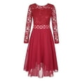 thumbnail image 1 of vastwit Kids Girls Shiny Sequin Junior Bridesmaid Dress Floral Lace Flower Girl High-Low Dresses for Burgundy 14, 1 of 7