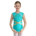 thumbnail image 1 of vastwit Kids Girls Sleeveless Ballet Leotard Mesh Splice Bodysuit Gymnastics Figure Skating Sports Tops Blue Green 16, 1 of 7