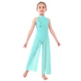 thumbnail image 1 of vastwit Kids Girls Sleeveless Wide Leg Pants Jumpsuit Gymnastic Leotard Dress Ballet Contemporary Lyrical Dance Wear Light Green 14, 1 of 5
