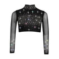 thumbnail image 1 of vastwit Kids Girls Sparkly Rhinestone Sheer Mesh Long Sleeve Shirt Skating Gymnastics Lyrical Dance Crop Top Black 8, 1 of 5