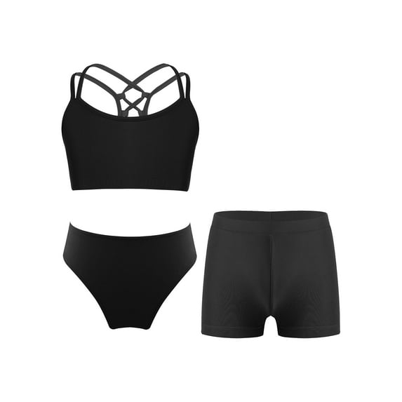 vastwit Kids Girls Swimsuit Sleeveless Swim Tops with Bottoms Shorts Set Water Sports Swimwear Black 6