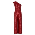 thumbnail image 1 of vastwit Kids Girls Wide Leg Jumpsuit Sequin Sleeveless One Shoulder High Waist Party Romper Playsuit Burgundy 10, 1 of 7