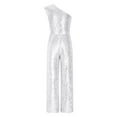 thumbnail image 1 of vastwit Kids Girls Wide Leg Jumpsuit Sequin Sleeveless One Shoulder High Waist Party Romper Playsuit Silver 14, 1 of 7