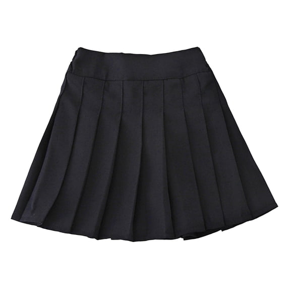 vastwit Kids Golf Tennis Skorts Girls School Uniform Mini Skirt with Shorts Chilldren Pleated Skirts Black 130/L