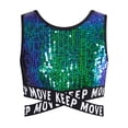 thumbnail image 1 of vastwit Kids Jazz Dance Vest Child Shiny Sequins Sleeveless Crop Top Girls Hip Hop Street Dancewear Green 8, 1 of 3