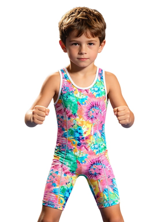 Kids One Piece Bodysuit Sports Gym Leotard Youth Wrestling Singlet Sleeveless Bodybuilding Jumpsuit Colorful 4