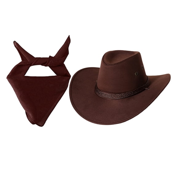 vastwit Kids Western Cowboy Accessory Bandanna Scarf with Hat Outfits Cosplay Fancy Party Dress Up Coffee One Size