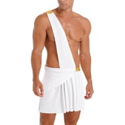 vastwit Men One Shoulder Greek Roman Toga Ancient Egypt Knight Warrior Soldier Outfits A White S