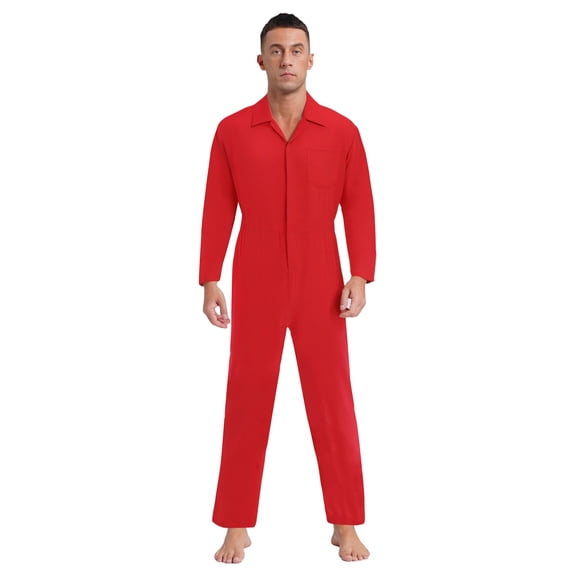 vastwit Men Utility Work Wear Mechanical Auto Repairman Worker Coverall Electric Welding Suit Red S