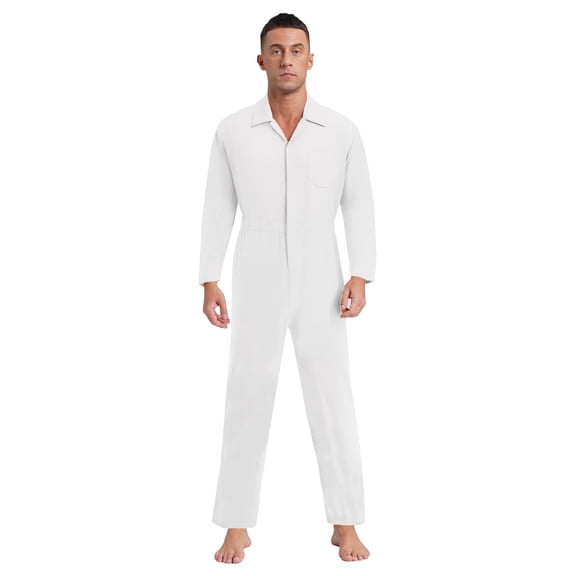 vastwit Men Utility Work Wear Mechanical Auto Repairman Worker Coverall Electric Welding Suit White S