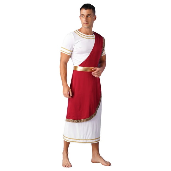 vastwit Men's Ancient Roman Toga Grecian Senator Caesar Emperor Robe A Burgundy S