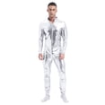 thumbnail image 1 of vastwit Men's Shiny Metallic Front Zipper Unitard Mock Neck Long Sleeve Full-body Jumpsuit Silver L, 1 of 3