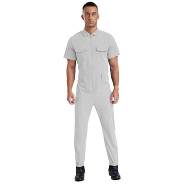 vastwit Men's Short Sleeve Work Overalls Mechanics Workwear Dustproof Jumpsuits White M