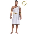 thumbnail image 1 of vastwit Mens Ancient Greek Toga Roman Caesar Warrior Robes Tunic Dress with Headwear Set White XXL, 1 of 7