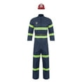 thumbnail image 1 of vastwit Mens Firefighter Fireman Outfits Long Sleeve Jacket Coat and Belt Plastic Helmet Set Navy Blue 170, 1 of 6