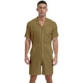 thumbnail image 1 of vastwit Mens Solid Rompers Jumpsuits Zipper Front Shorts Coverall Tracksuits with Pockets Khaki M, 1 of 7