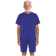 vastwit Special Needs Adaptive Clothing for Adults Women Men One Piece Zip Back Short Sleeve Anti-Strip Romper Royal Blue L