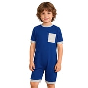 vastwit Special Needs Adaptive Clothing for Kids Anti-Strip Jumpsuit Short Leg Romper Sleep and Play Overalls Royal Blue 12