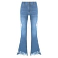 thumbnail image 1 of vastwit Spring Autumn Kids Girls Flare Jeans Pants Burr Bell Bottom Denim Trousers Casual Clothes Light Blue 8, 1 of 5